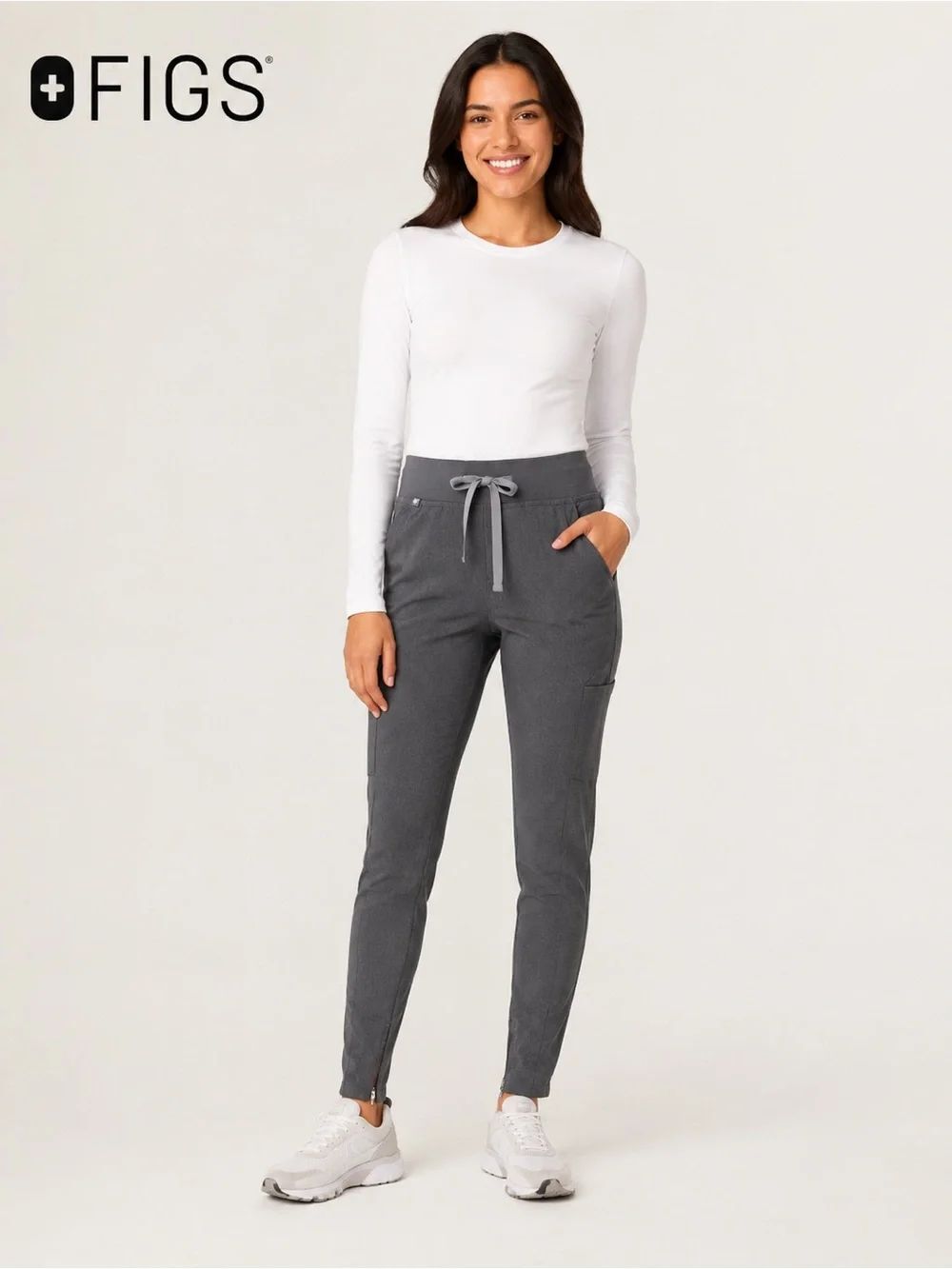 FIGS High-Waisted Yola Skinny Scrub Pants Gray Size Small